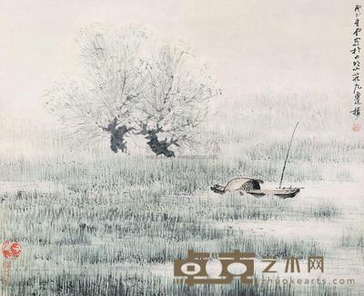 卢星堂 静泊图 立轴 47×57cm