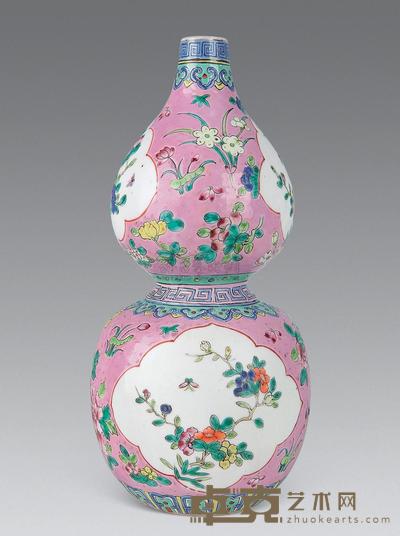 民国 粉彩花卉大吉瓶 高25.5cm