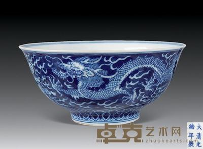 清光绪 青花龙纹碗 直径14.5cm