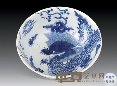 清雍正 青花龙纹碗 直径17.8cm