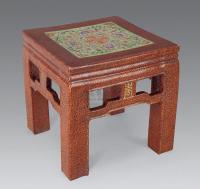 清 粉彩木纹釉瓷凳
