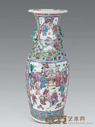 清同治 粉彩人物瓶 高60cm