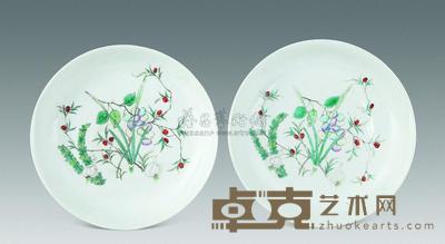 民国 粉彩花卉盘 （一对） 直径18.3cm