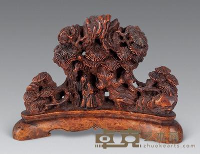 清 阴木刻人物笔架 高8cm