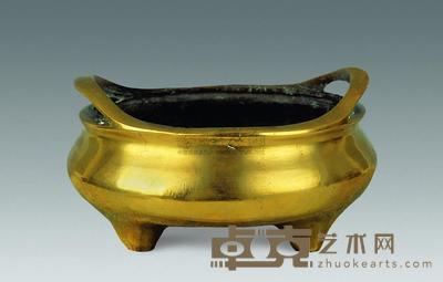 清 铜镀金双耳炉 直径15cm