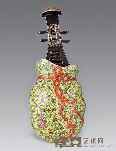 民国 粉彩琴形壁瓶 高27.5cm