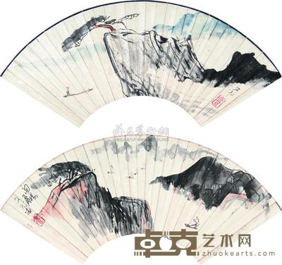 谢之光 山水 (二帧) 立轴 尺寸不一