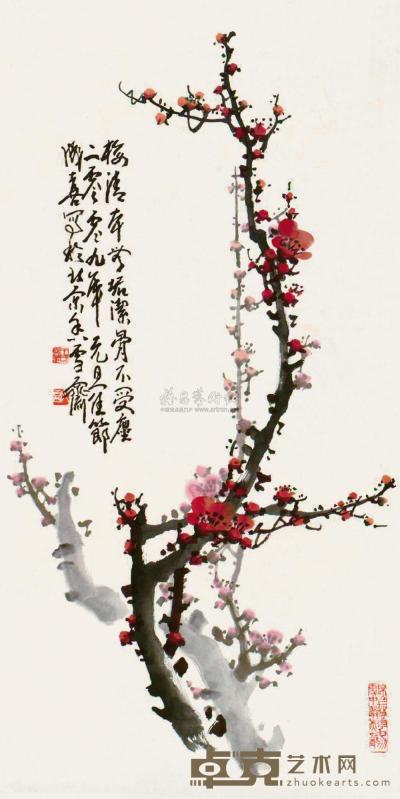 王成喜  2009年作 红梅 立轴 97×49cm