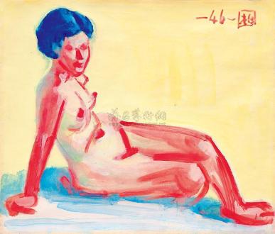 郭柏川 1957年作 坐姿裸女