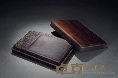 清·雲紋老坑端硯 25×6.3×3cm