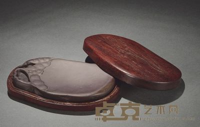 唐雲畫、白書章製、徐孝穆刻豆莢端硯 14×8.2×1.8cm