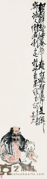 王震 1919年作 铁拐李 立轴 134×36cm