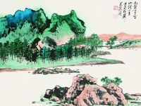 谢稚柳 1986年作 山溪小景 立轴