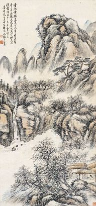 赵云壑 山居读书图 立轴