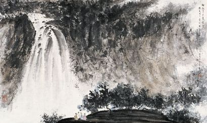 傅抱石 观瀑图 镜心