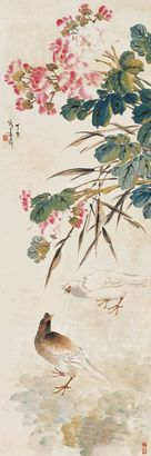 张书旂 芙蓉双鸽 立轴