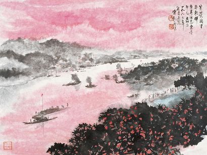 傅抱石 芙蓉国里尽朝晖 镜心