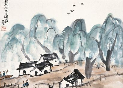 陈子庄 乡村小景 镜心
