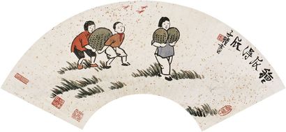 丰子恺 种瓜得瓜 扇面