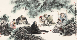 冯远 2000年作 竹林七贤图 镜片