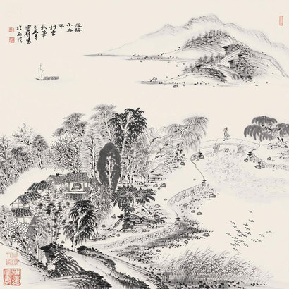 沈明权 2009年作 风静小舟平 镜片