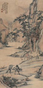 殷梓湘 1935年作 秋郊神骏 立轴
