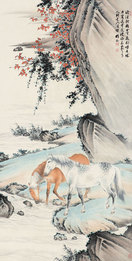 殷梓湘 渥洼饮啮 立轴