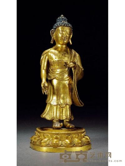 清乾隆·銅鎏金旃檀佛 高：16.8cm