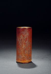 清乾隆·周芷岩製竹雕筆筒