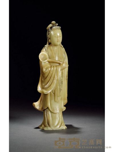 清乾隆·壽山石雕仕女像 通高：29cm 高：23cm