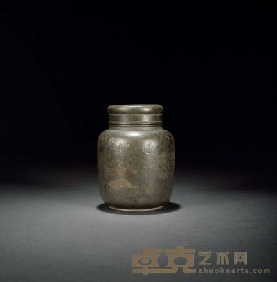 清·沈存周款錫製茶葉罐 高：9.8cm 通徑：7.3cm