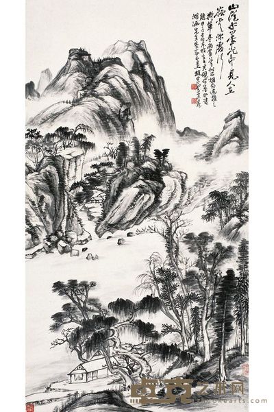 溪山烟雨图 150×81.5cm