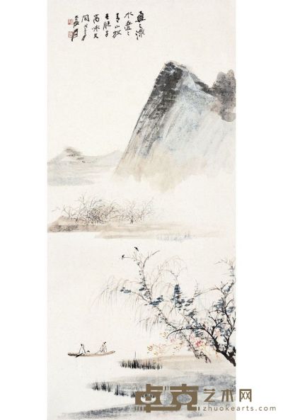 湖山高咏图 71.5×33cm