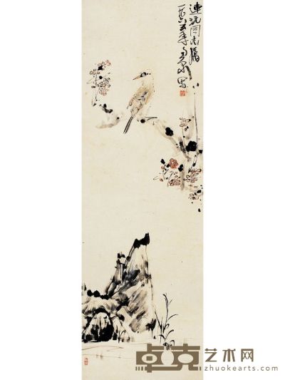 紅梅幽禽圖 112.5×36.5cm