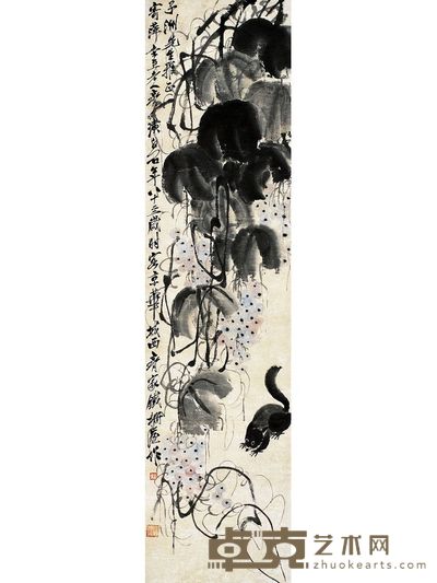 葡萄松鼠圖 133.5×33.5cm