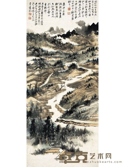 味江風帆圖 92.5×40cm