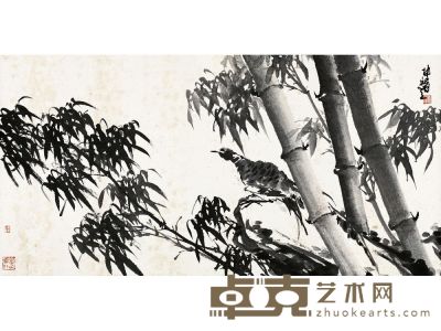 竹林錦雞圖 67×132cm
