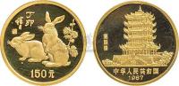 1987丁卯兔年8克生肖金币一枚