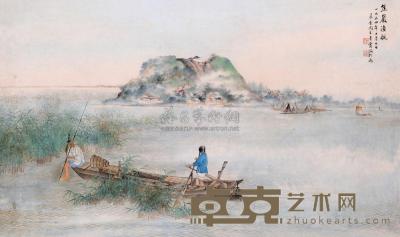吴青霞 1954年作 焦岩渔艇 镜心 55.5×93.5cm
