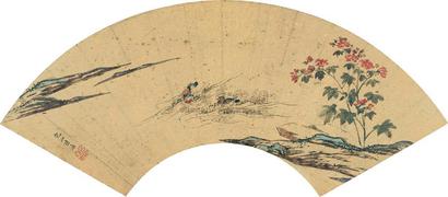 陆治 鸳鸯戏水 镜心
