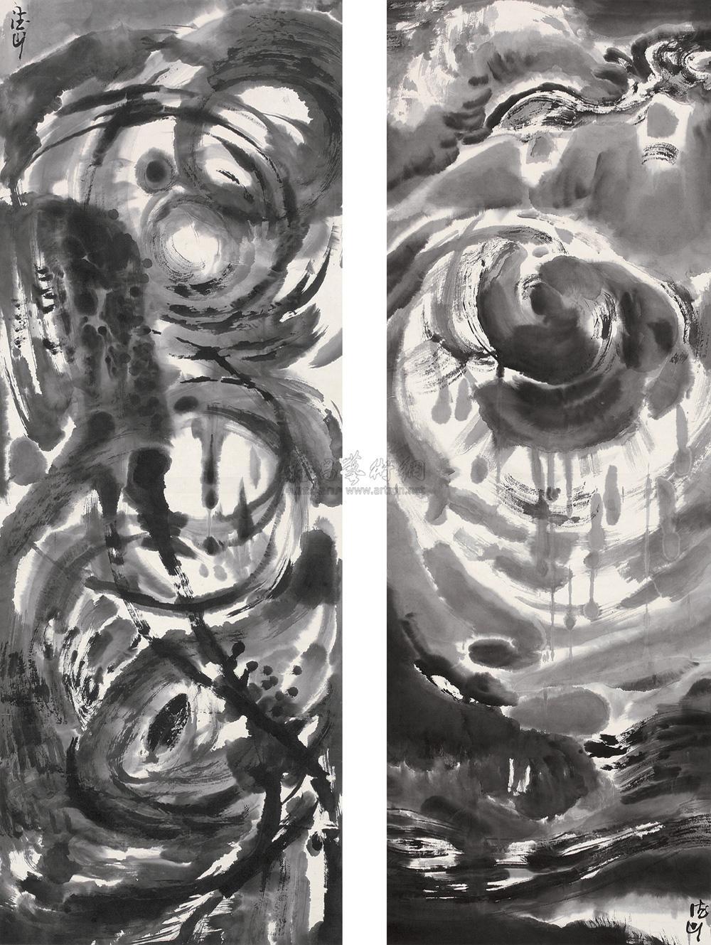 黄德山 2004年作 天龙行雨 （二帧） 镜框