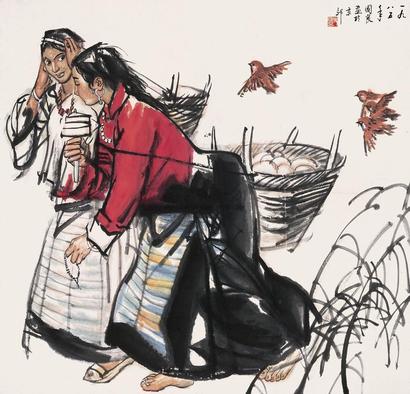 史国良 1985年作 赶集 镜框