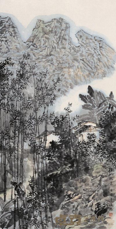 张复兴 2010年作 桂山秋意 镜框 136×68cm