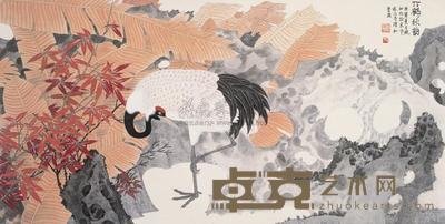 莫晓松 2010年作 竹鹤秋韵 镜框 66×134cm