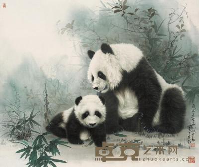 王申勇 2010年作 熊猫 镜框 75×89cm