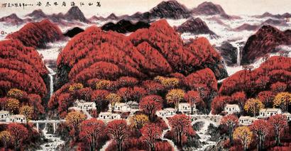 张仁芝 2010年作 万山红遍 镜框