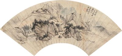 吴历 1679年作 山水 扇面片
