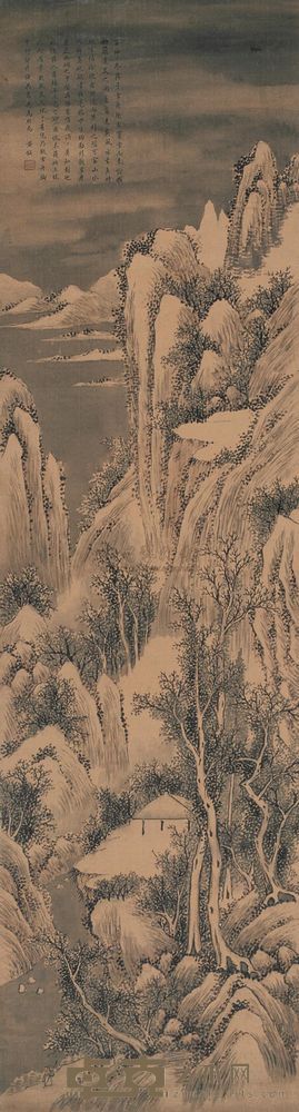 黄钺 1807年作 寒山积雪 立轴 143.5×38.5cm