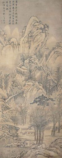 沈周 （款） 1490年作 溪桥寒雪 立轴