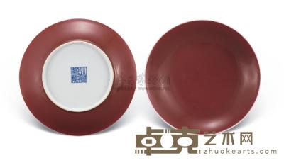 清乾隆 霁红釉盘 （二件） 直径15.6cm